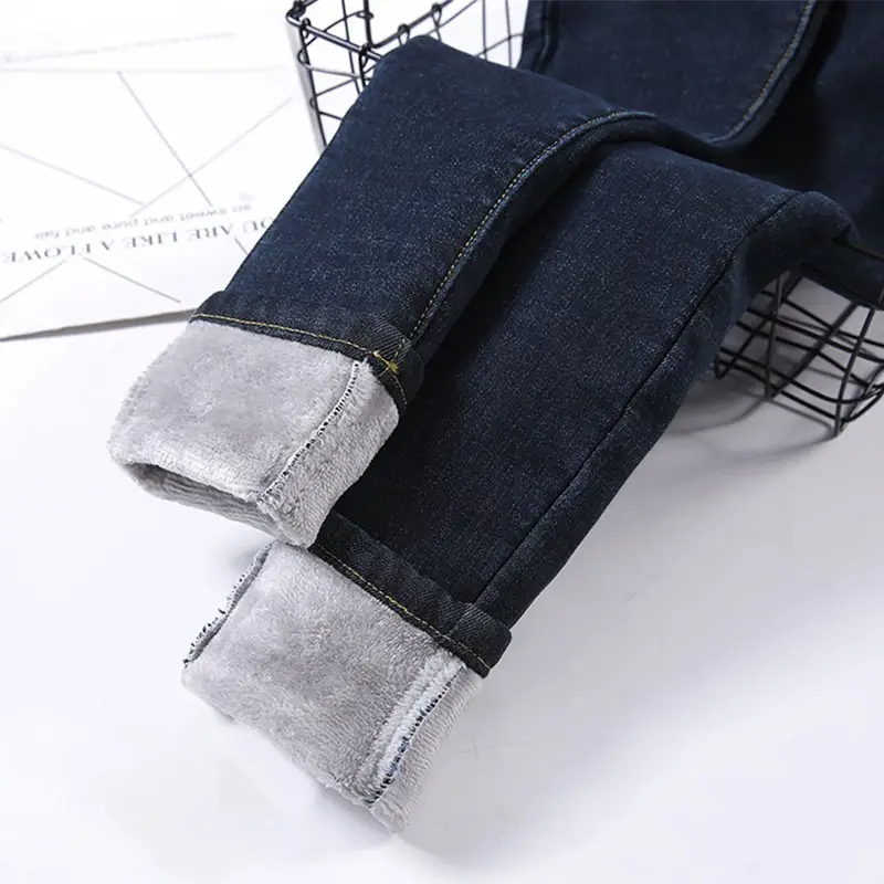 Fleece Lined Slim Fit Jeans Women 2021 Winter - Image 4