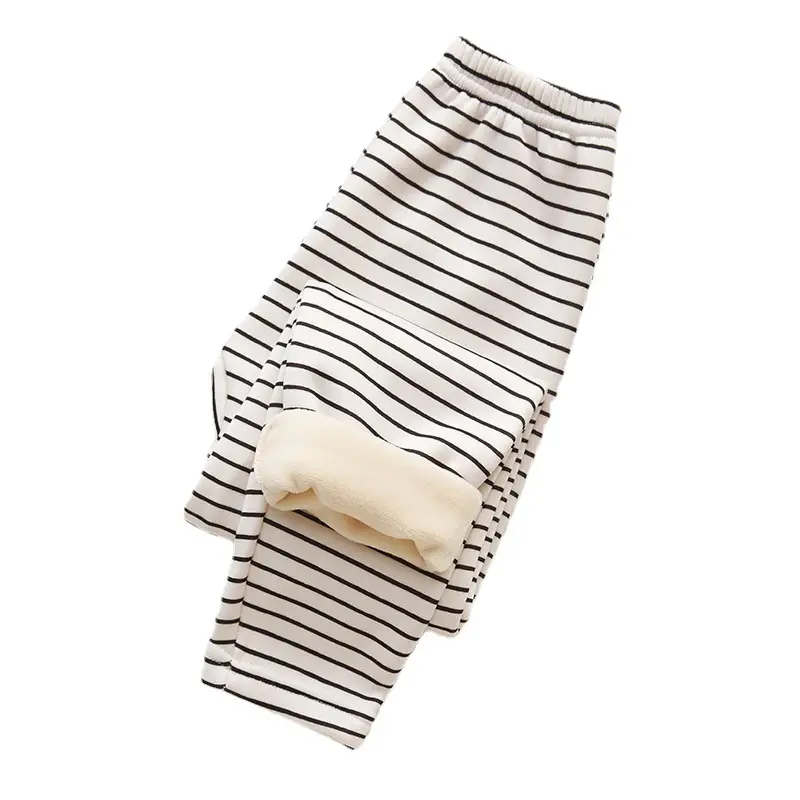 Children's Fleece Lined Striped Pants for Boys Girls Winter Warm
