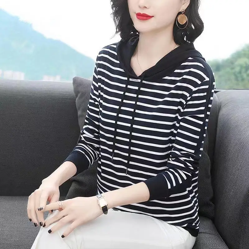 2022 Striped Hooded T-Shirt for Women Plus Size - Image 6
