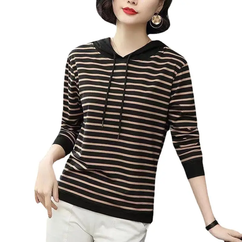 2022 Striped Hooded T-Shirt for Women Plus Size - Image 7