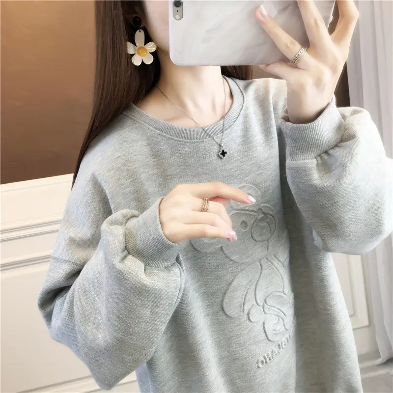 Women Korean Style 3D Bear Soft Pink Sweater - Image 6