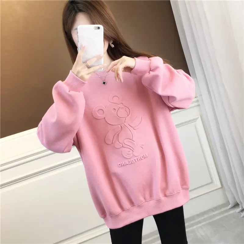 Women Korean Style 3D Bear Soft Pink Sweater — feature 12