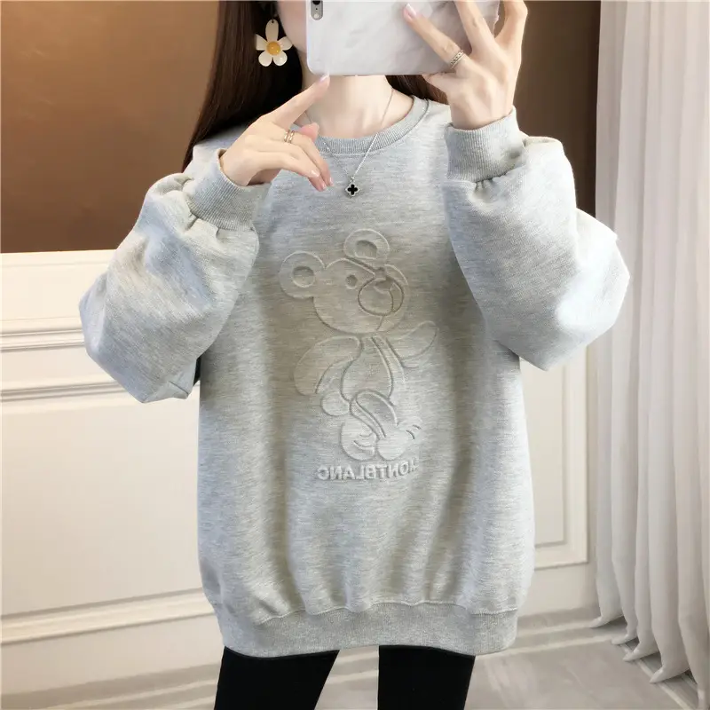 Women Korean Style 3D Bear Soft Pink Sweater — feature 3
