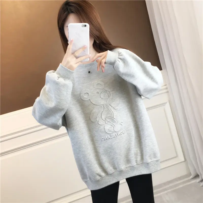 Women Korean Style 3D Bear Soft Pink Sweater — feature 6