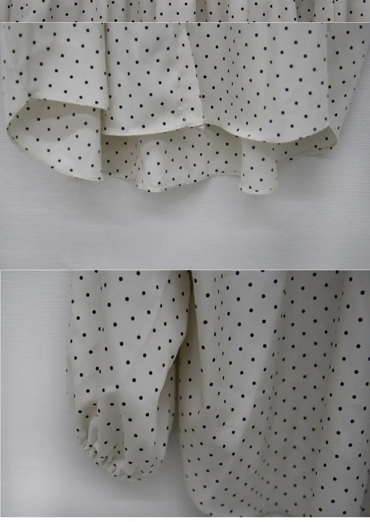 Women's Black Polka Dot Chiffon Long Sleeve Shirt — feature 25
