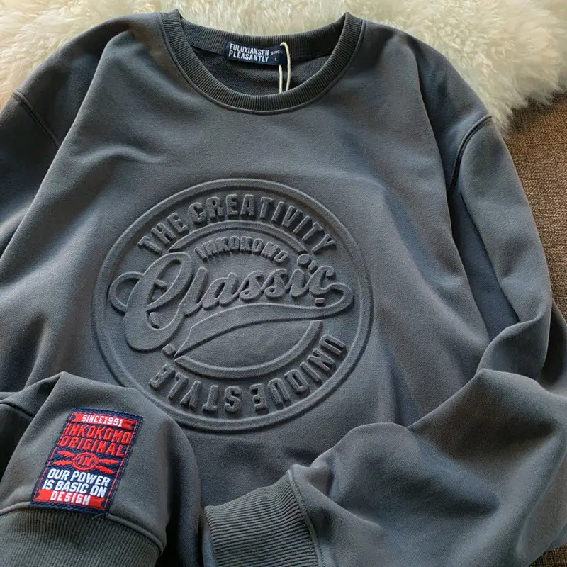 Men Red Three-Dimensional Crewneck Sweatshirt — feature 12