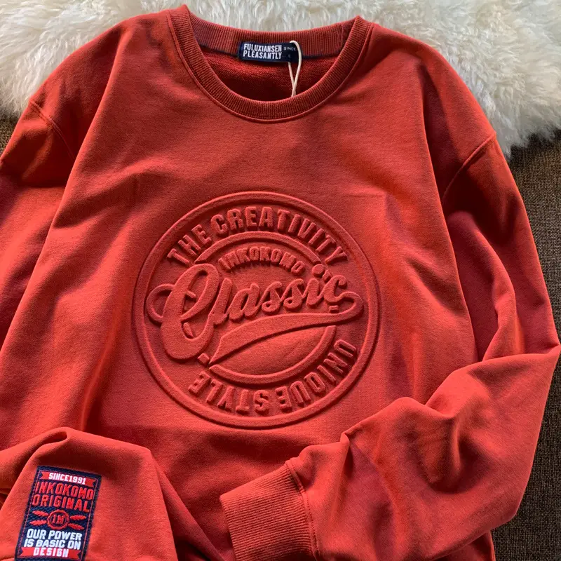 Men Red Three-Dimensional Crewneck Sweatshirt — feature 8