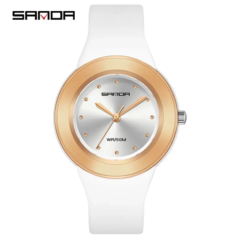 Sanda Men's Waterproof Quartz Watch Black Rose Gold