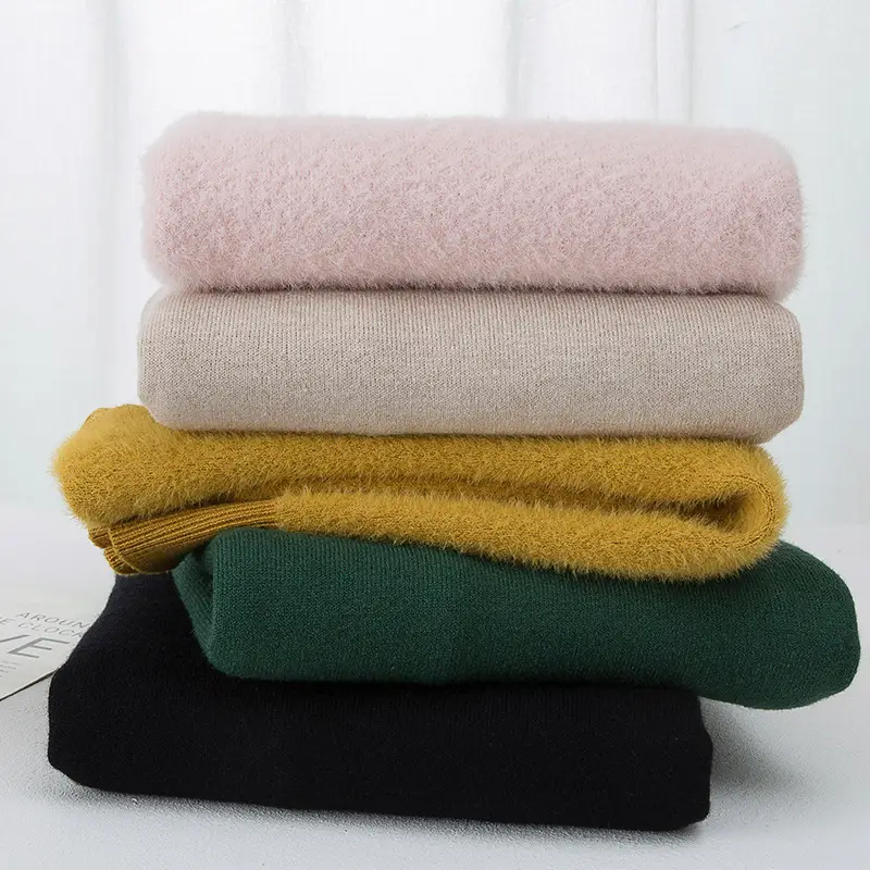 Fleece Lined Turtleneck Knitwear Mint Green for Kids - Image 9