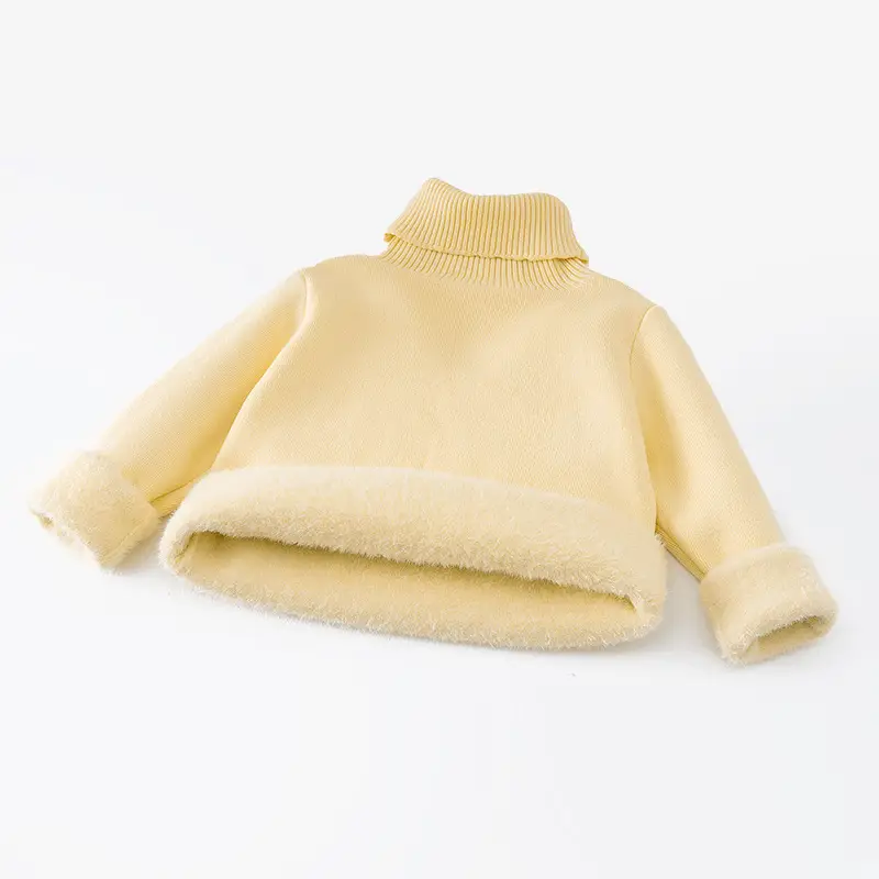 Fleece Lined Turtleneck Knitwear Mint Green for Kids - Image 5