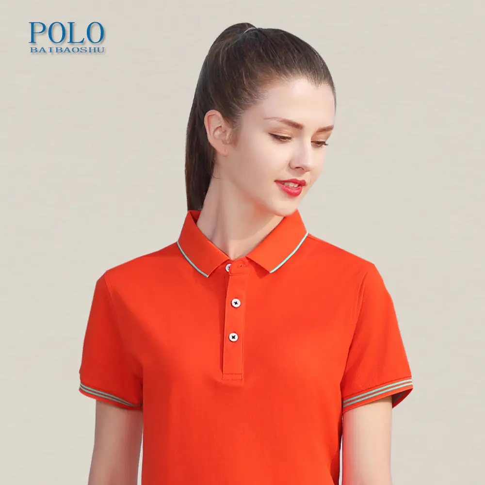 Men Women Orange Polo T-Shirt Short Sleeve - Image 11