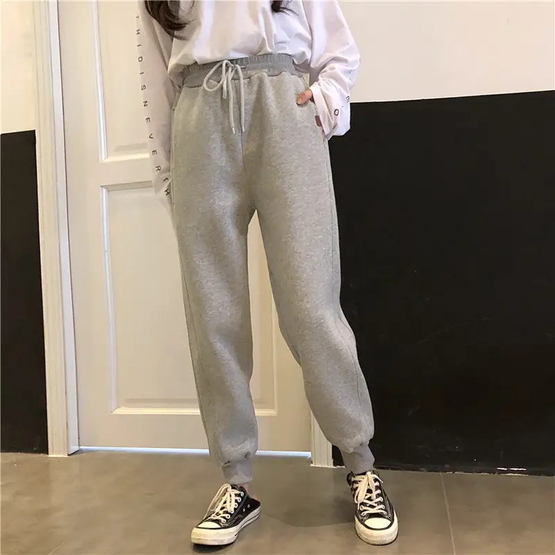 Women White Velvet Jogger Pants Loose Fit Winter Casual — feature 18