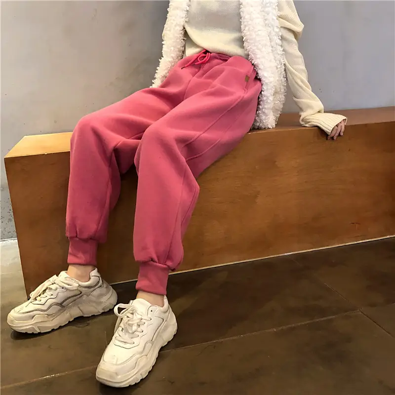 Women White Velvet Jogger Pants Loose Fit Winter Casual — feature 21