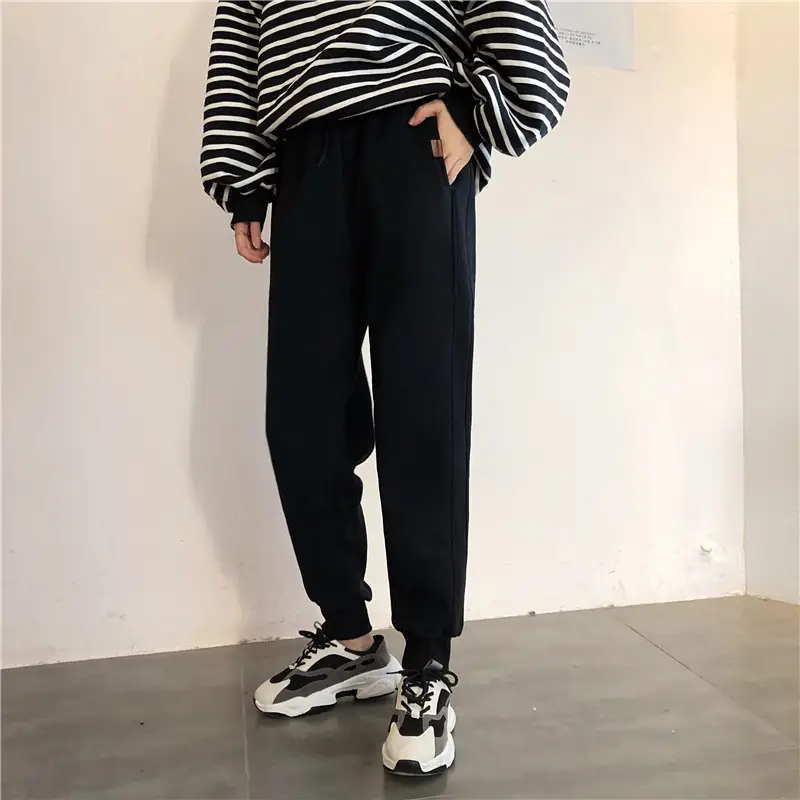 Women White Velvet Jogger Pants Loose Fit Winter Casual — feature 28