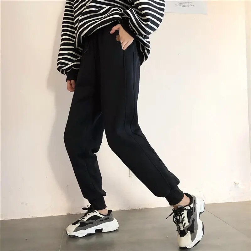 Women White Velvet Jogger Pants Loose Fit Winter Casual — feature 29