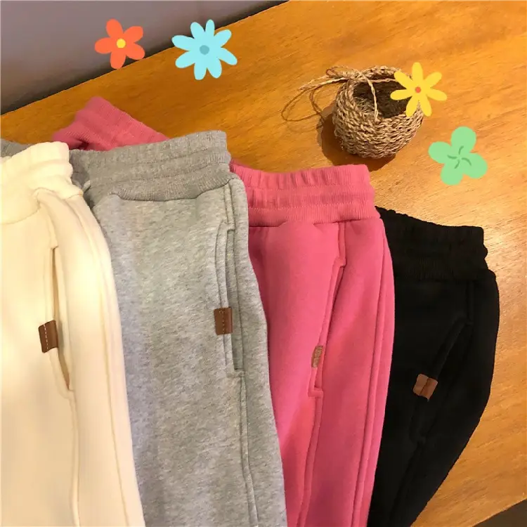 Women White Velvet Jogger Pants Loose Fit Winter Casual — feature 3