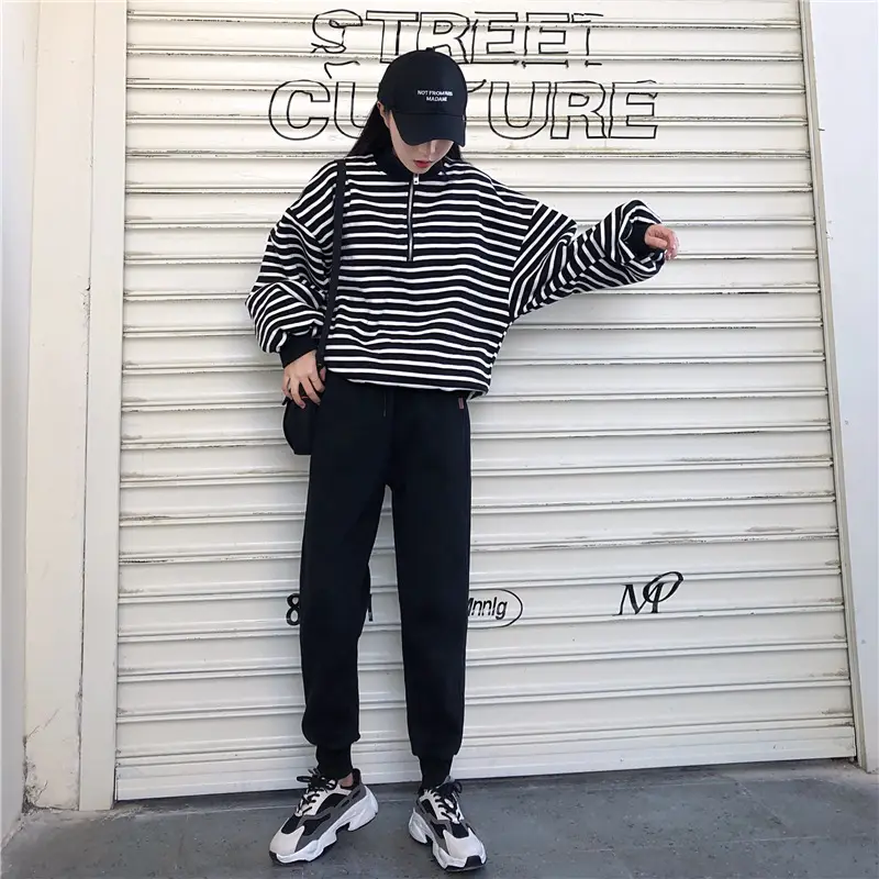 Women White Velvet Jogger Pants Loose Fit Winter Casual — feature 32