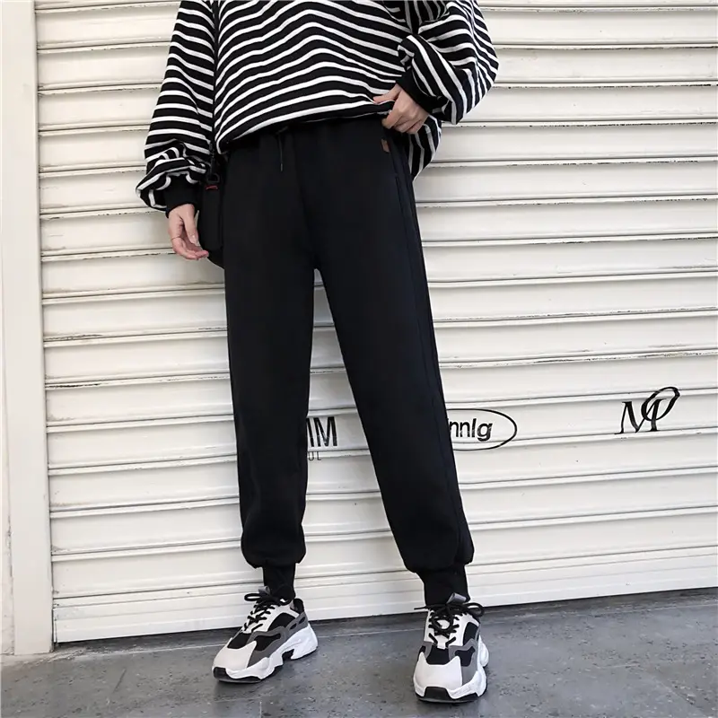 Women White Velvet Jogger Pants Loose Fit Winter Casual — feature 33