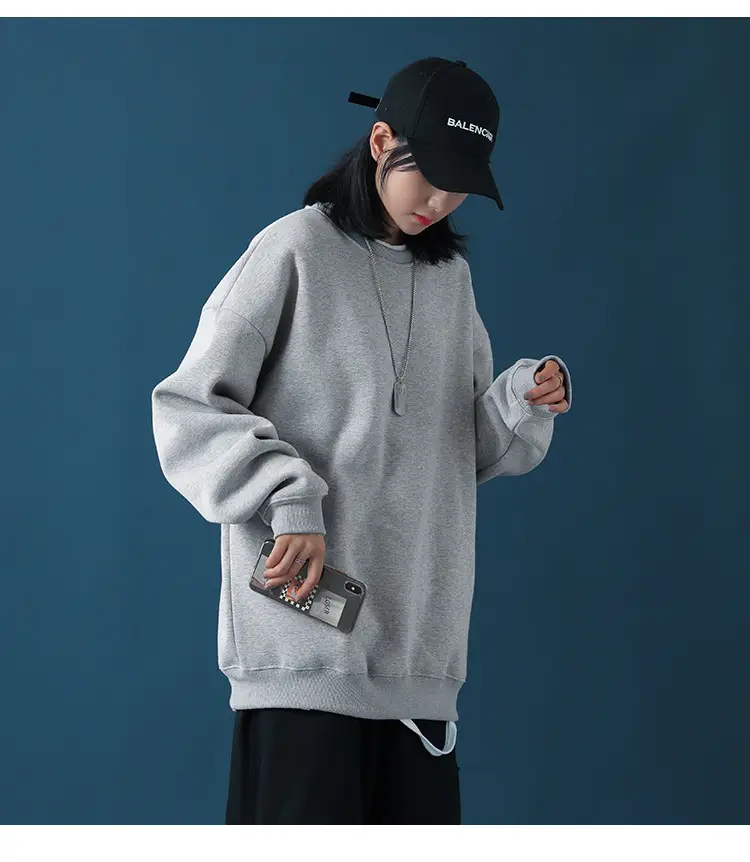 Men Black Loose Sweatshirt Jacket Large — feature 20