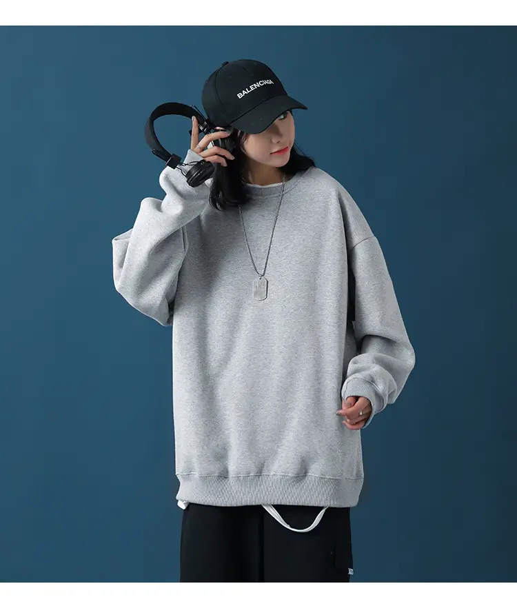 Men Black Loose Sweatshirt Jacket Large — feature 21