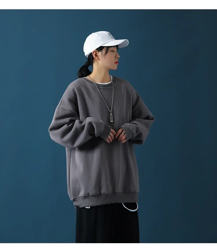 Men Black Loose Sweatshirt Jacket Large — feature 26