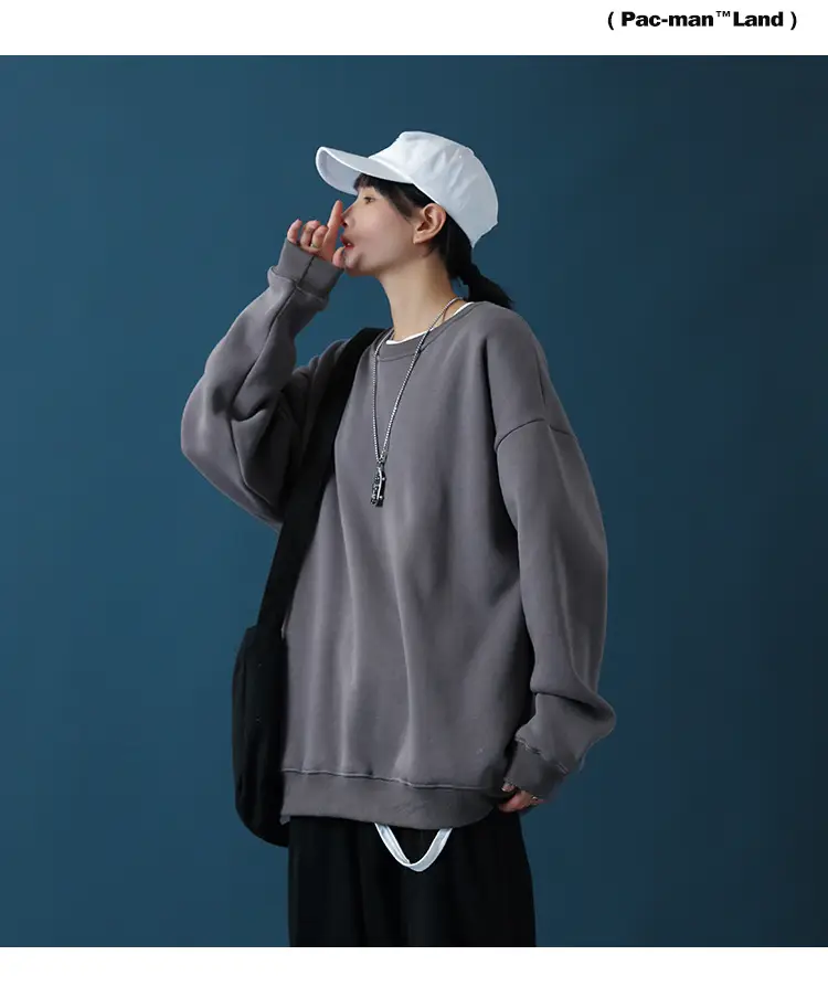 Men Black Loose Sweatshirt Jacket Large — feature 27