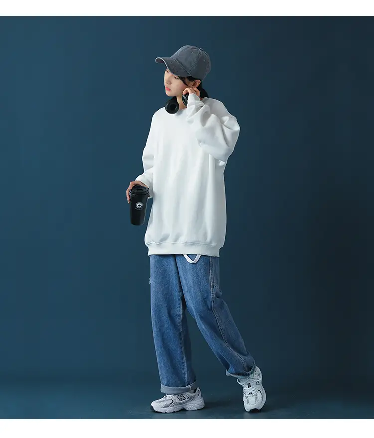 Men Black Loose Sweatshirt Jacket Large — feature 7