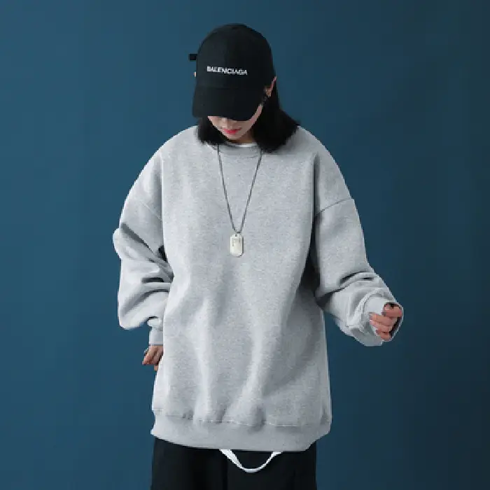 Men Black Loose Sweatshirt Jacket Large - Image 8