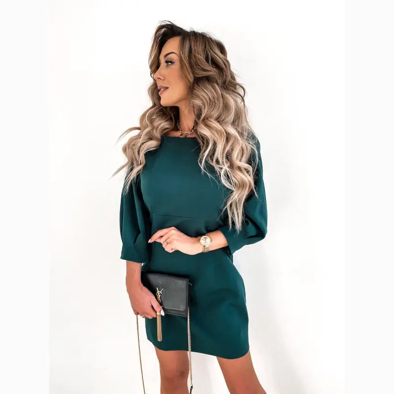 2024 Green Long Sleeve Short Dress for Women - Image 7