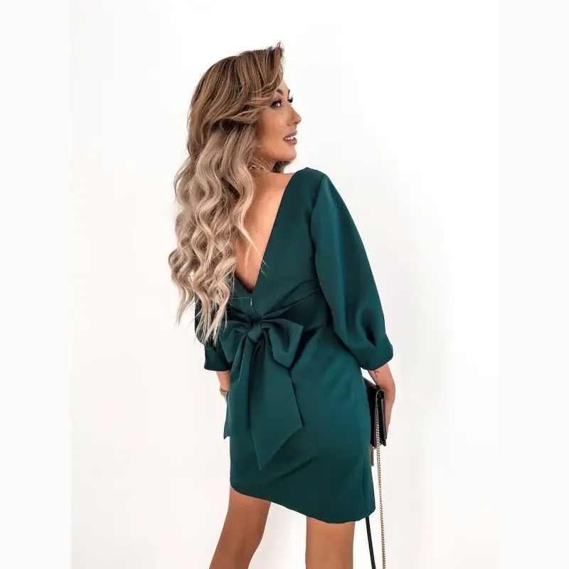 2024 Green Long Sleeve Short Dress for Women - Image 8