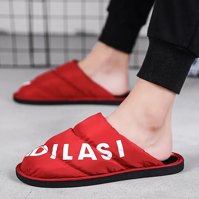 New couple cotton slippers women's winter down waterproof confinement shoes fleece-lined warm home indoor men's cotton shoes - Image 4