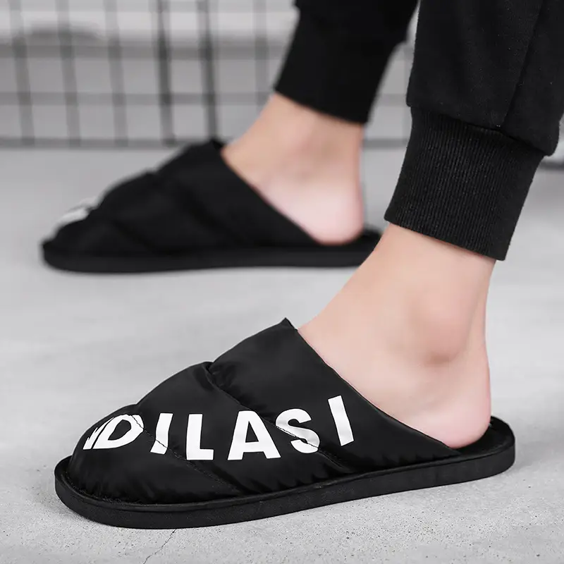 New couple cotton slippers women's winter down waterproof confinement shoes fleece-lined warm home indoor men's cotton shoes - Image 5
