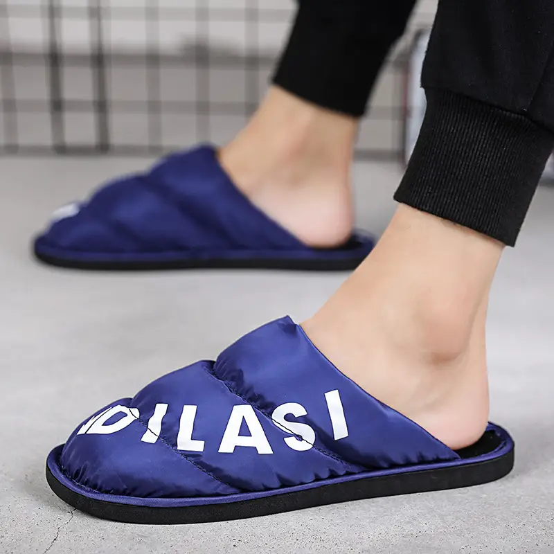 New couple cotton slippers women's winter down waterproof confinement shoes fleece-lined warm home indoor men's cotton shoes - Image 6