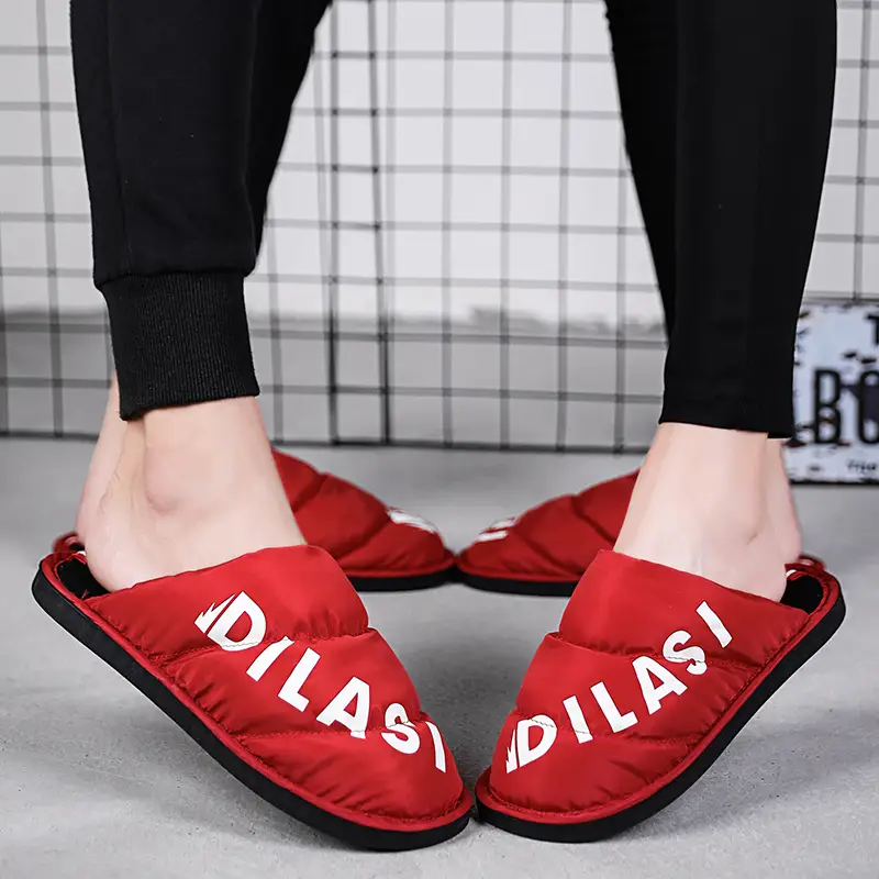 New couple cotton slippers women's winter down waterproof confinement shoes fleece-lined warm home indoor men's cotton shoes - Image 7