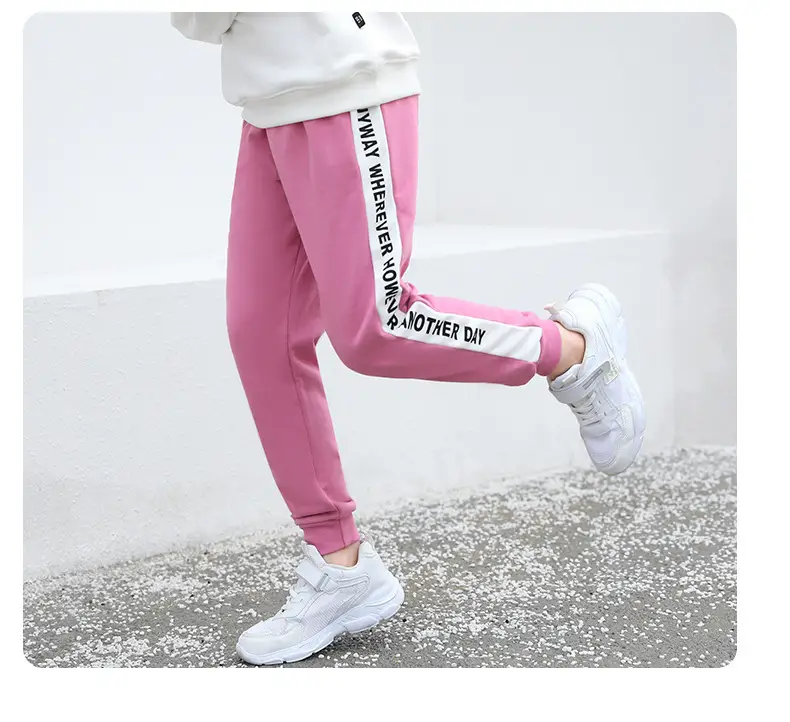 Boys Sweatpants Pink Striped Large Size — feature 14