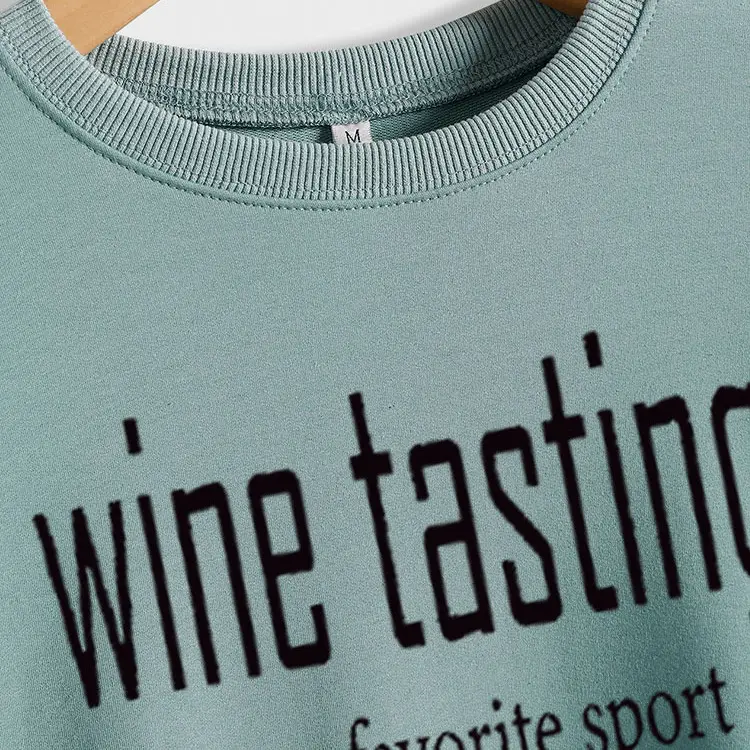 Yellow Wine Tasting Round Neck Long Sleeve Sweatshirt with Jeans and Slippers - Image 16