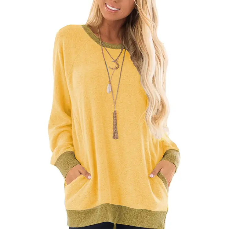 Women Long Sleeve Grey Sweatshirt with Pocket Design - Image 11