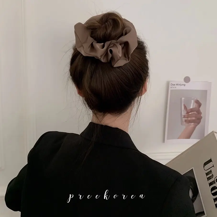 Satin Hair Scrunchie Brown Large Intestine - Image 5