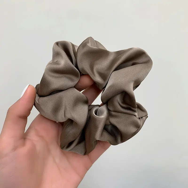 Satin Hair Scrunchie Brown Large Intestine - Image 3