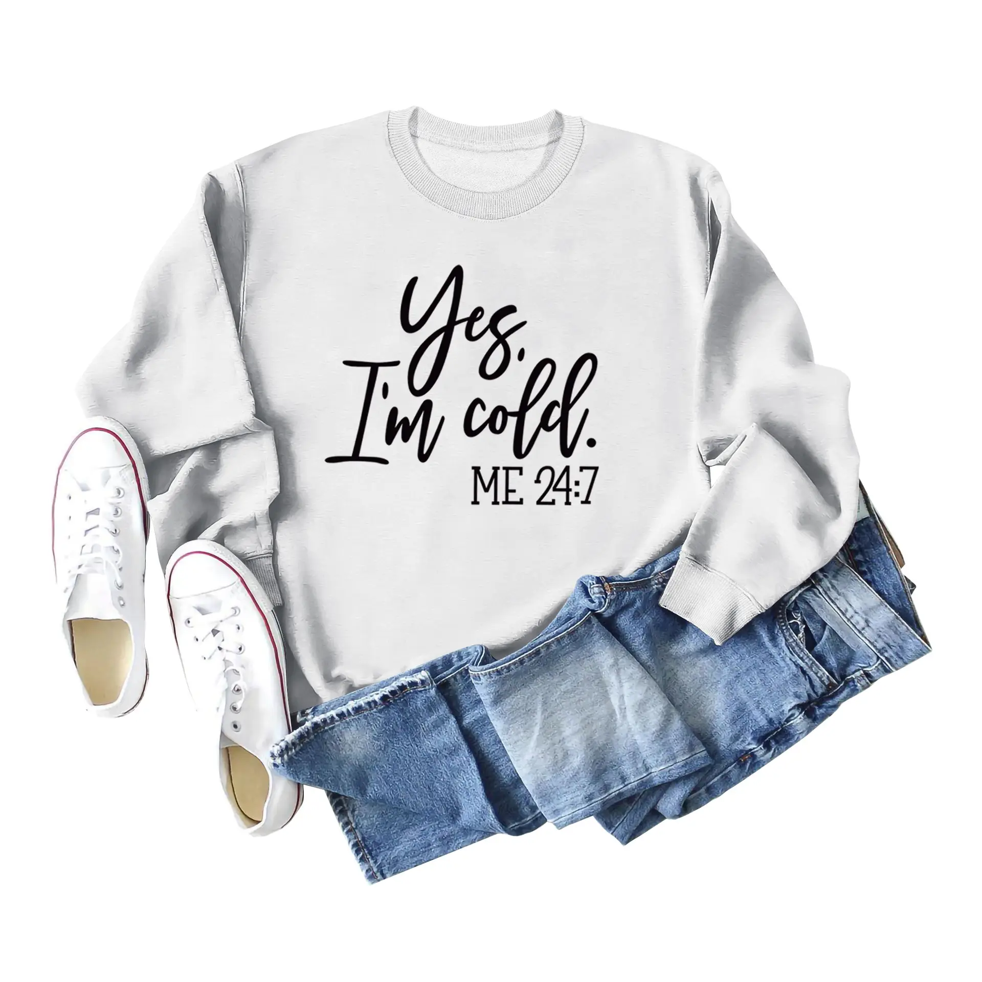 Green Printed Sweatshirt Set for Women with Denim Shorts - Image 2