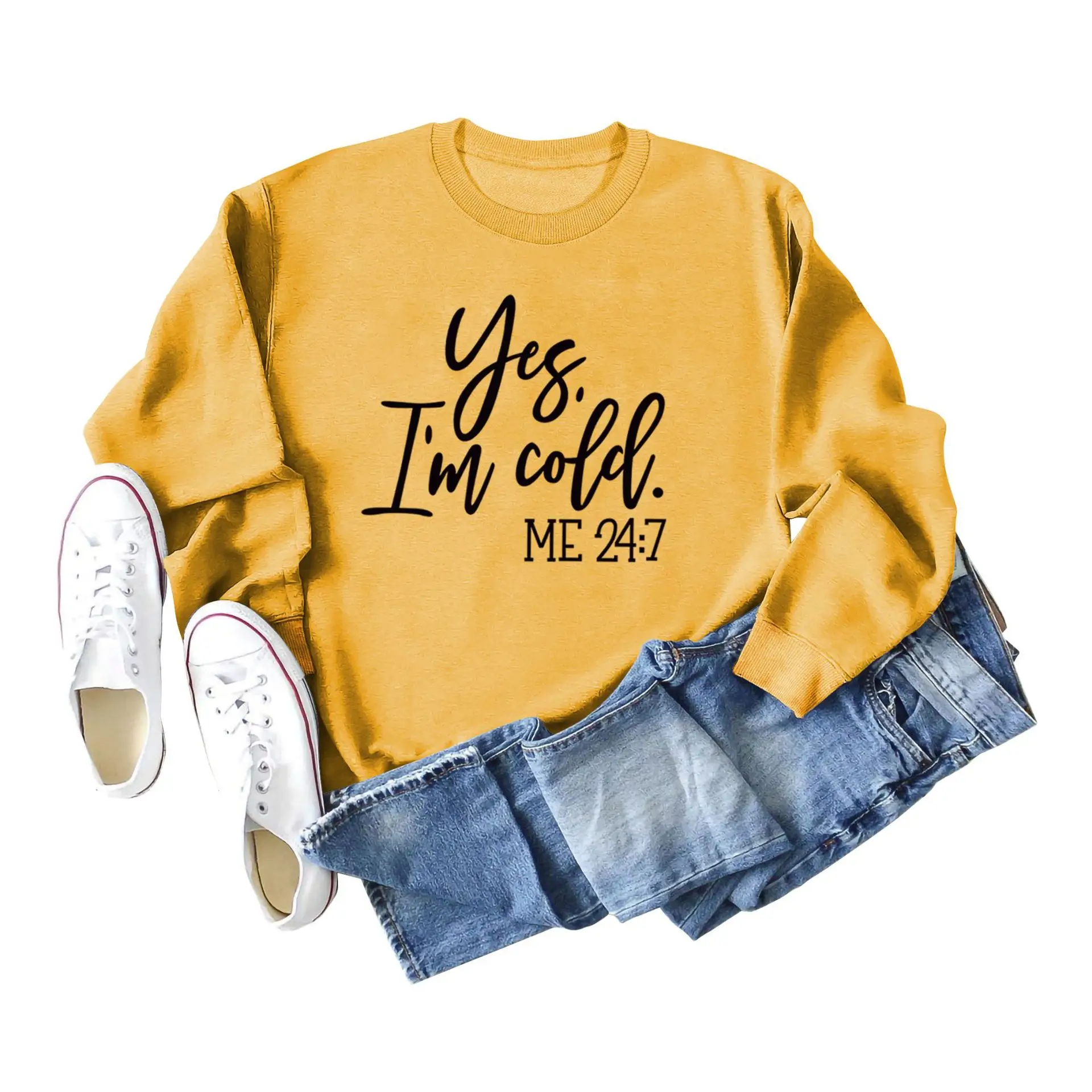 Green Printed Sweatshirt Set for Women with Denim Shorts - Image 4