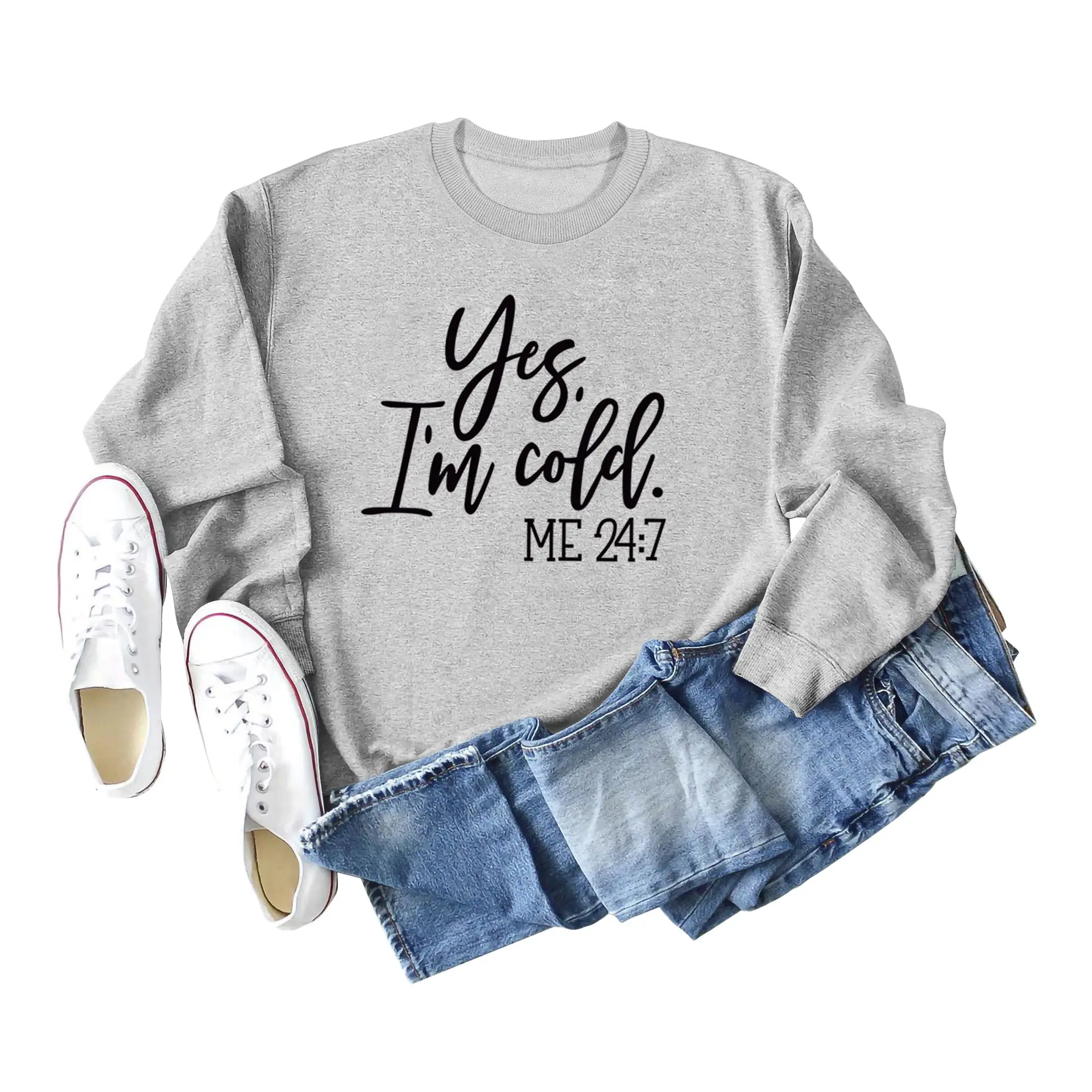 Green Printed Sweatshirt Set for Women with Denim Shorts - Image 5
