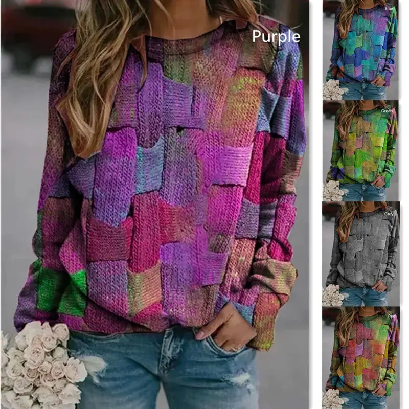 Grey Long Sleeve Printed Women's T-Shirt