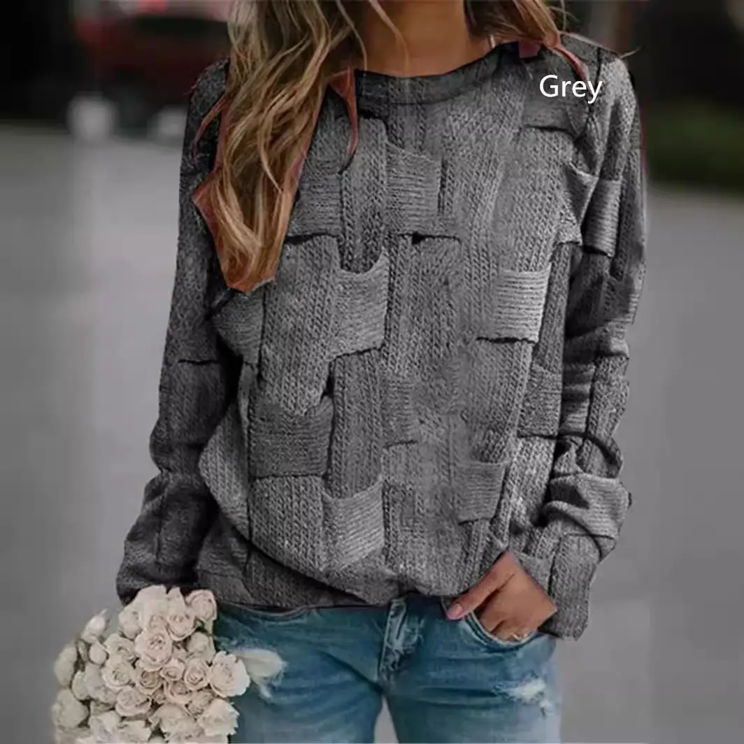 Grey Long Sleeve Printed Women's T-Shirt