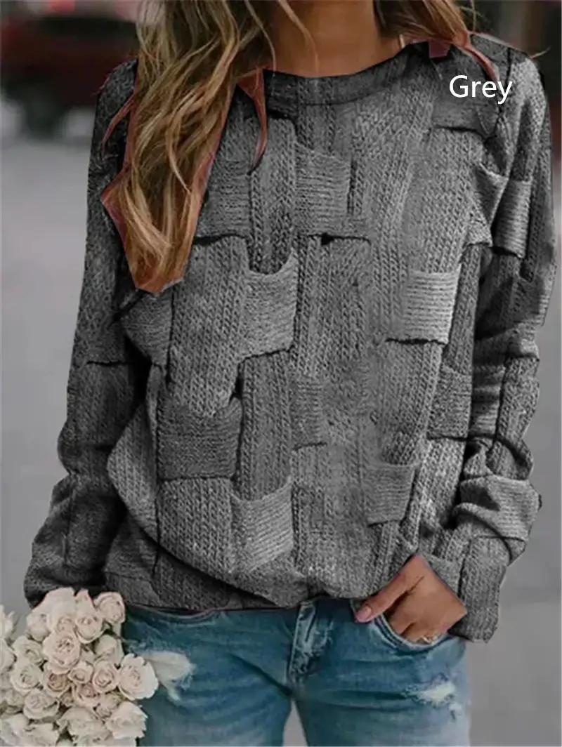 Grey Long Sleeve Printed Women's T-Shirt