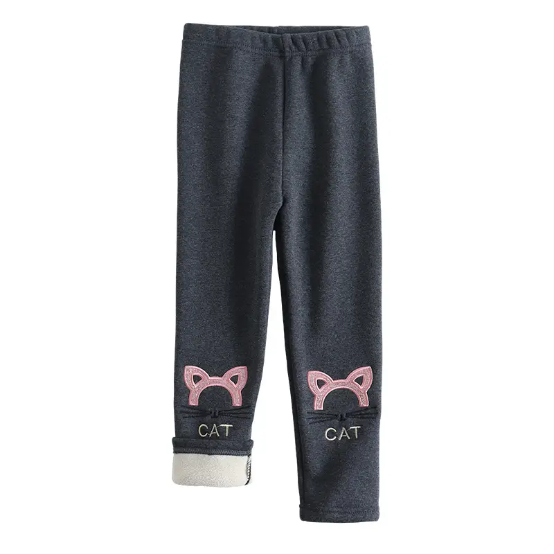 Winter Fleece Leggings for Girls Cartoon Embroidered Warm Pants - Image 15