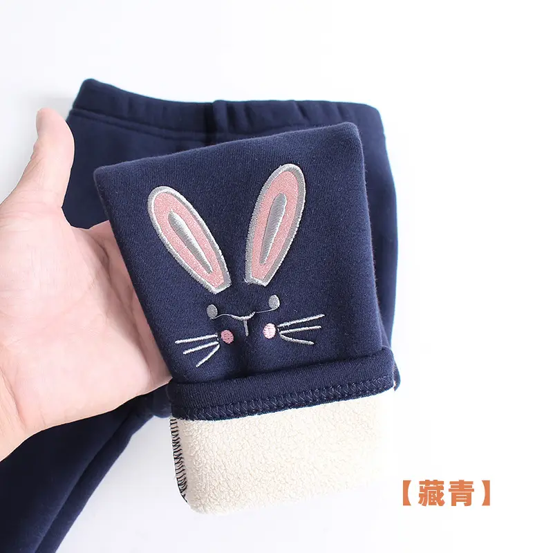 Winter Fleece Leggings for Girls Cartoon Embroidered Warm Pants - Image 10