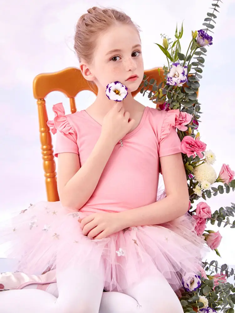 Girls Blue Butterfly Dance Dress Short Sleeve Split Set - Image 11