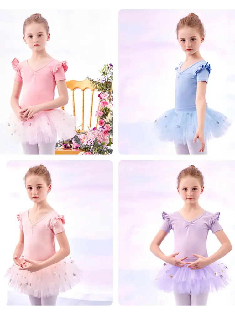 Girls Blue Butterfly Dance Dress Short Sleeve Split Set - Image 12
