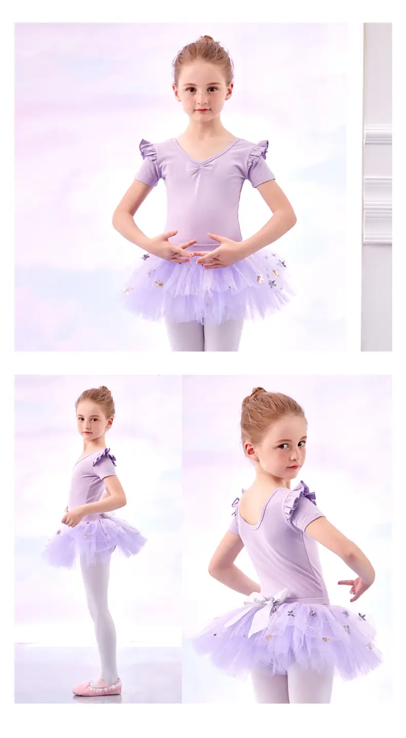 Girls Blue Butterfly Dance Dress Short Sleeve Split Set — feature 10